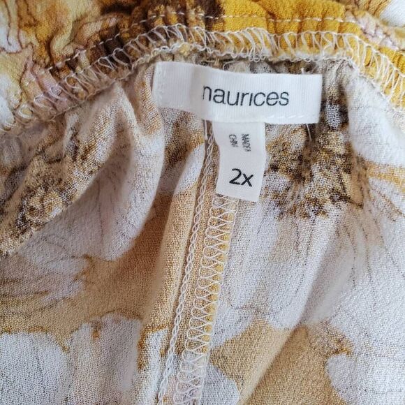 Maurices Women’s Plus Size 2X Yellow Floral Peasant Blouse Crochet Sleeve Detail - Picture 6 of 7